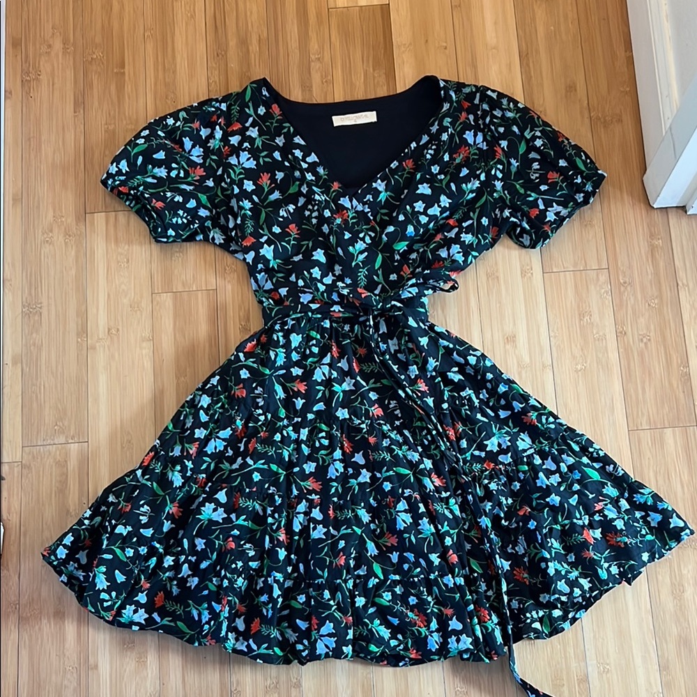 Floral Wrap Dress with Ruffle - B. Yellowtail